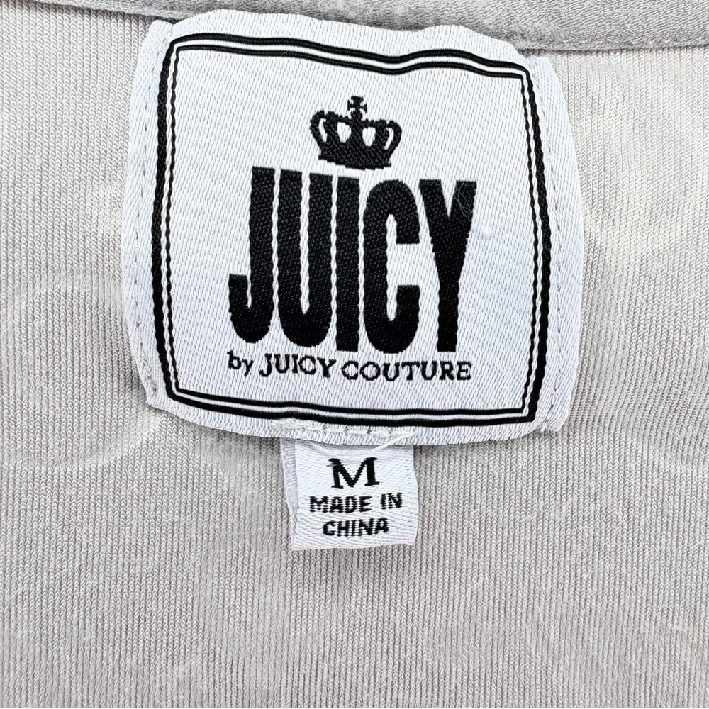 Juicy Couture Full Zip Grey Velour Jacket All Over Juicy&Crown Logo Y2K SzM - Picture 9 of 14